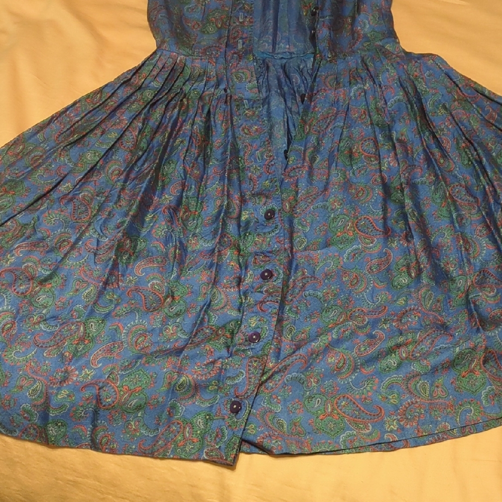 Paisley Blue Button-Down Dress
